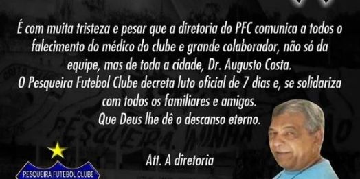 FPF se solidariza com falecimento de médico do Pesqueira